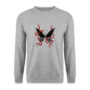 Red rope and red rope - Sweat-shirt Unisexe - gris chiné - Devant - Alina (178cm) & Michal (187cm)