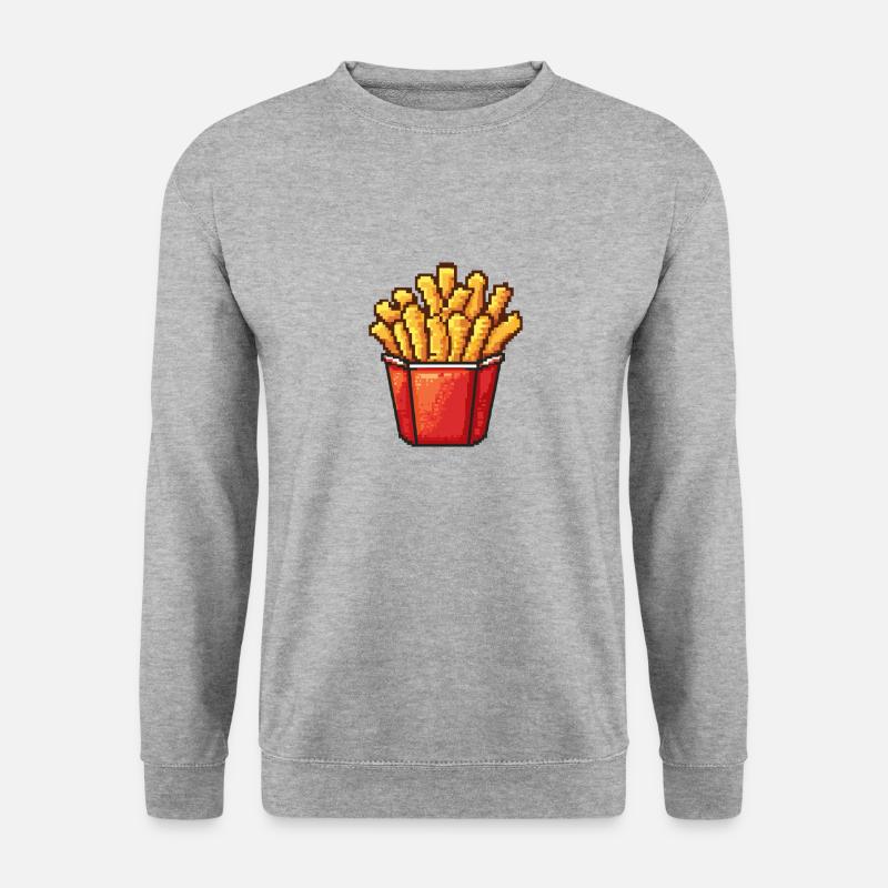 Pommes Pixel Symbol - Unisex Pullover - Weißgrau meliert