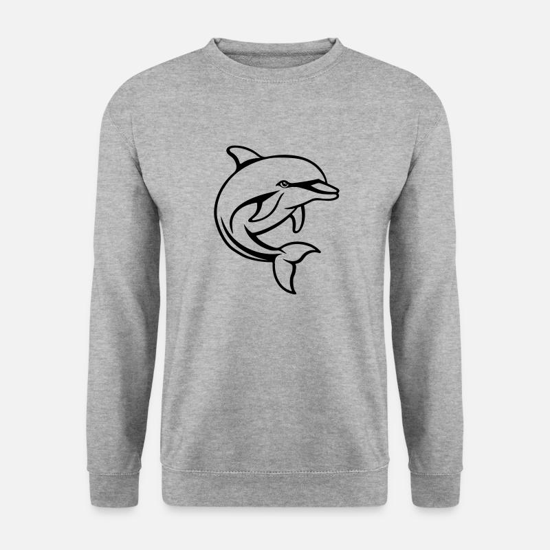 delfin comic - Unisex Pullover - Weißgrau meliert