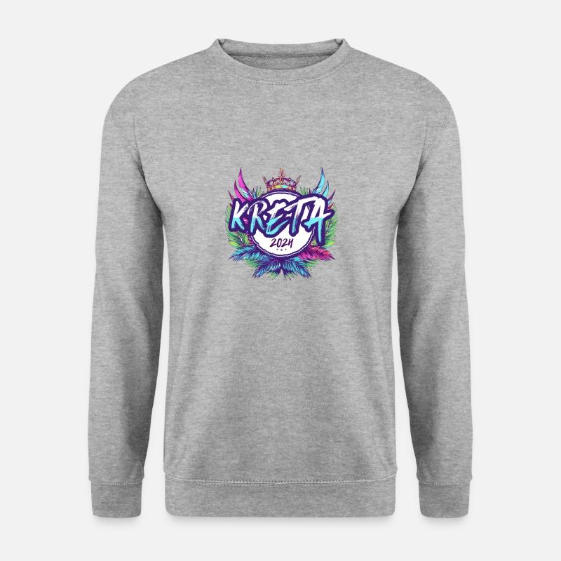 Kreta 2024 Bunt - Unisex Pullover - Weißgrau meliert