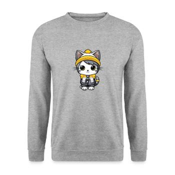 Cat Winter Comic Cute - Unisex Sweatshirt - salt & pepper - Front - Alina (178cm) & Michal (187cm)