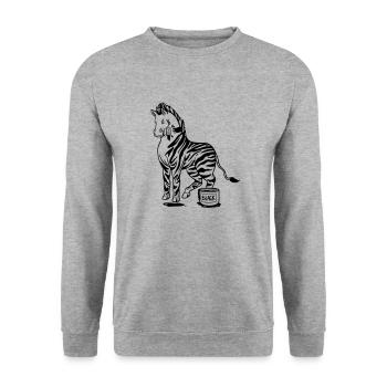 Zebra Black or White Stripes Funny Pictures - Unisex Sweatshirt - salt & pepper - Front - Alina (178cm) & Michal (187cm)
