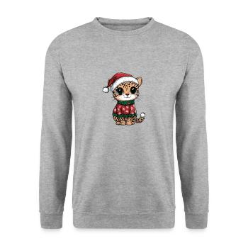 Noël léopard - Sweat-shirt Unisexe - gris chiné - Devant - Alina (178cm) & Michal (187cm)