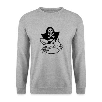 Süße Pirat Katze Seeräuber Augenklappe Hut Säbel - Unisex Pullover - Weißgrau meliert - Vorne - Alina (178cm) & Michal (187cm)