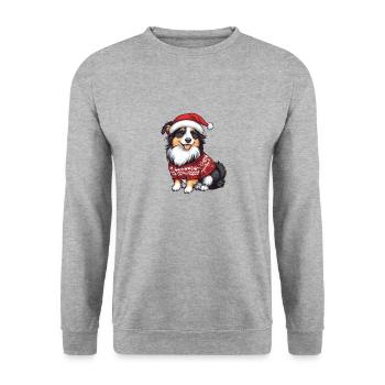 Border Collie Chien Noël - Sweat-shirt Unisexe - gris chiné - Devant - Alina (178cm) & Michal (187cm)
