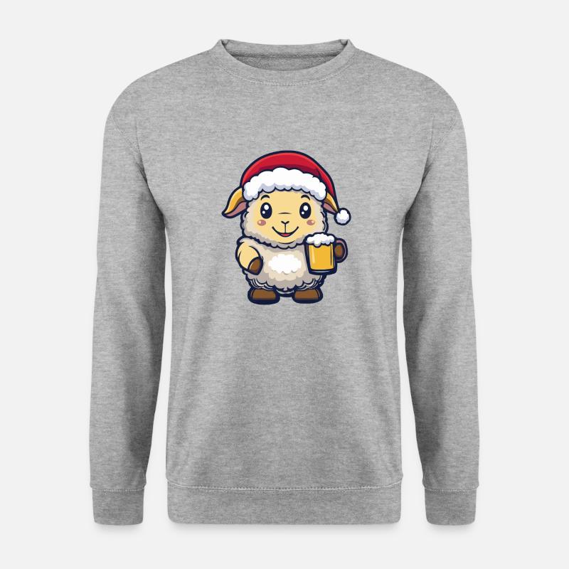Schaf Weihnachten Bier - Unisex Pullover - Weißgrau meliert