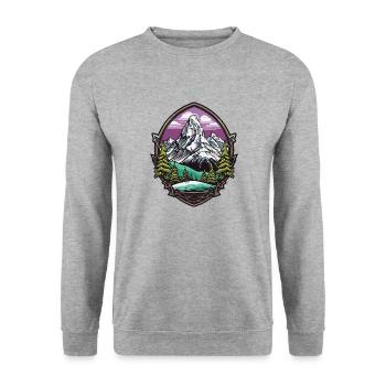 Berge Mountains - Unisex Sweatshirt - salt & pepper - Front - Alina (178cm) & Michal (187cm)