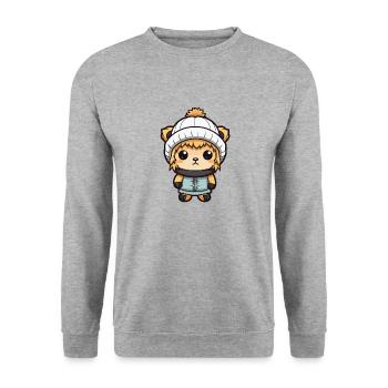 Lion Winter Animal Baby Comic - Unisex Sweatshirt - salt & pepper - Front - Alina (178cm) & Michal (187cm)