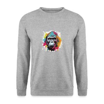 Gorilla Head Portrait Pop Art - Unisex Sweatshirt - salt & pepper - Front - Alina (178cm) & Michal (187cm)