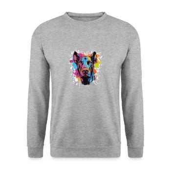 Doberman Dog Head Portrait Pop Art - Unisex Sweatshirt - salt & pepper - Front - Alina (178cm) & Michal (187cm)
