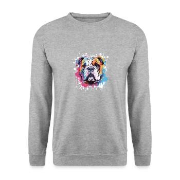 Bulldog Dog Head Portrait Pop Art - Unisex Sweatshirt - salt & pepper - Front - Alina (178cm) & Michal (187cm)