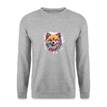 Pomeranian Dog Head Portrait Pop Art - Unisex Sweatshirt - salt & pepper - Front - Alina (178cm) & Michal (187cm)