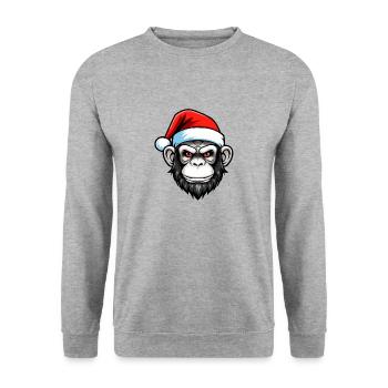 Monkey Head Christmas Portrait - Unisex Sweatshirt - salt & pepper - Front - Alina (178cm) & Michal (187cm)