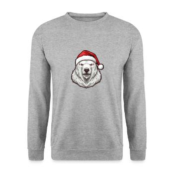 Tête d’ours polaire Portrait de Noël Ours polaire - Sweat-shirt Unisexe - gris chiné - Devant - Alina (178cm) & Michal (187cm)
