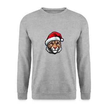 Portrait de Noël Tête de Guépard - Sweat-shirt Unisexe - gris chiné - Devant - Alina (178cm) & Michal (187cm)