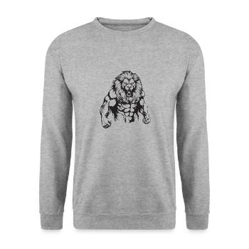 Leo Muscles Musculation - Sweat-shirt Unisexe - gris chiné - Devant - Alina (178cm) & Michal (187cm)