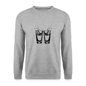 Verre de tequila Cheers Party - Sweat-shirt Unisexe - gris chiné - Devant - Alina (178cm) & Michal (187cm)