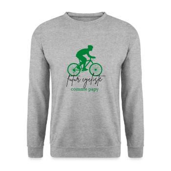Zukünftiger Radfahrer als Opa Geschenk Boy Fahrrad - Unisex Pullover - Weißgrau meliert - Vorne - Alina (178cm) & Michal (187cm)