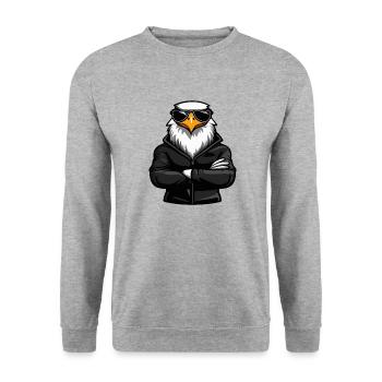 Adler Eagle Comic - Unisex Pullover - Weißgrau meliert - Vorne - Alina (178cm) & Michal (187cm)