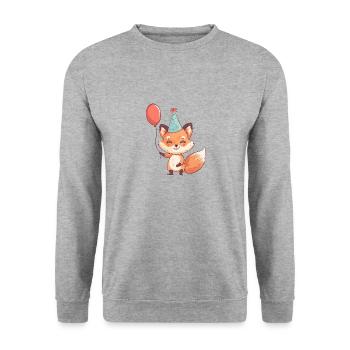 Fuchs Geburtstag Comic - Unisex Pullover - Weißgrau meliert - Vorne - Alina (178cm) & Michal (187cm)
