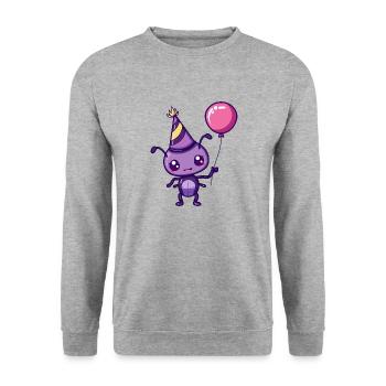 Ant Birthday Comic Cute - Unisex Sweatshirt - salt & pepper - Front - Alina (178cm) & Michal (187cm)