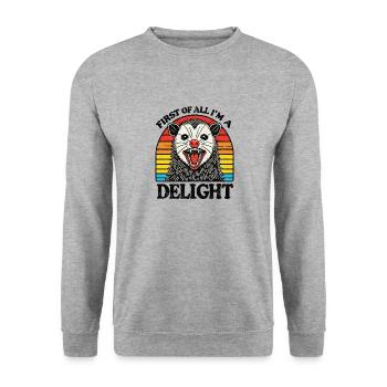 Tout d’abord, je suis un délice sarcastique en colère opossum - Sweat-shirt Unisexe - gris chiné - Devant - Alina (178cm) & Michal (187cm)