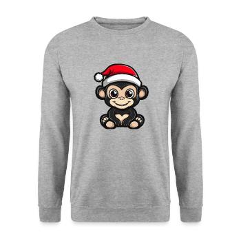 Monkey Christmas Cute - Unisex Sweatshirt - salt & pepper - Front - Alina (178cm) & Michal (187cm)