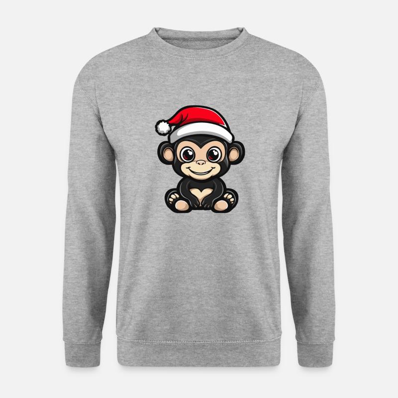 Affe Weihnachten Niedlich - Unisex Pullover - Weißgrau meliert