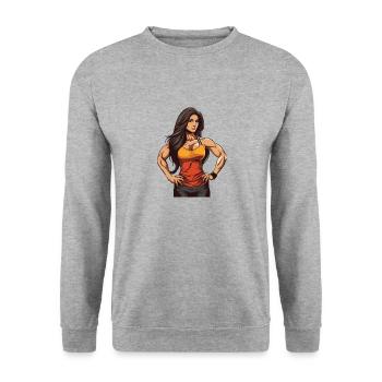 Woman Muscles Fbb Bodybuilding Girl Fitness - Unisex Sweatshirt - salt & pepper - Front - Alina (178cm) & Michal (187cm)