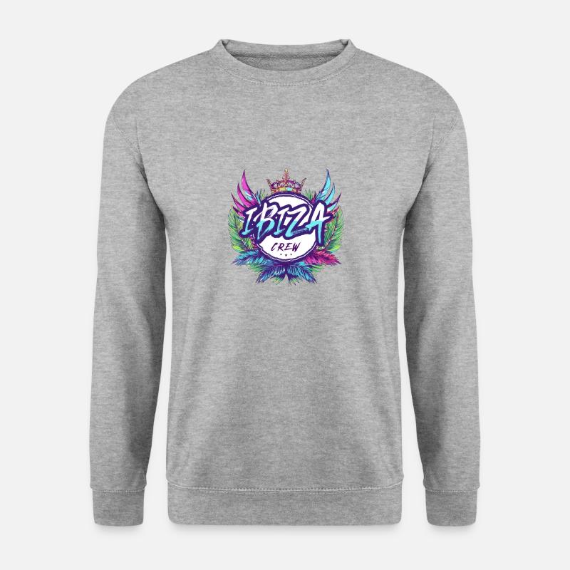Ibiza Crew Bunt - Unisex Pullover - Weißgrau meliert