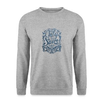 Jesus Saves Christian Proverbs Bible Verses - Unisex Sweatshirt - salt & pepper - Front - Alina (178cm) & Michal (187cm)