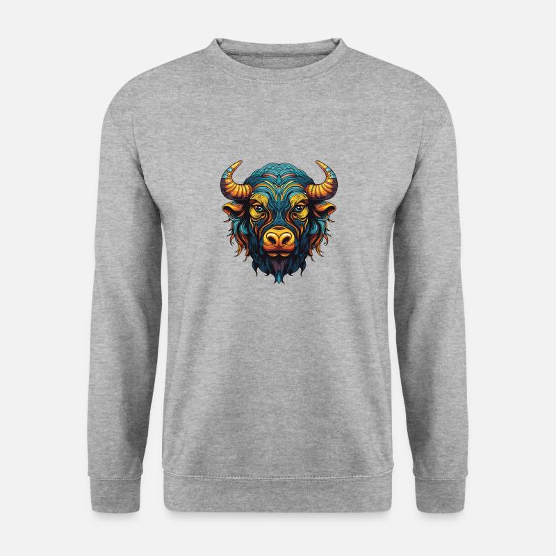 Bulle Portrait Taurus - Unisex Pullover - Weißgrau meliert