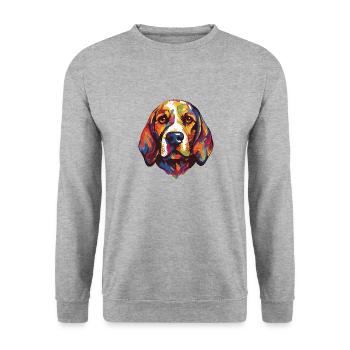 Beagle Dog Portrait - Unisex Sweatshirt - salt & pepper - Front - Alina (178cm) & Michal (187cm)