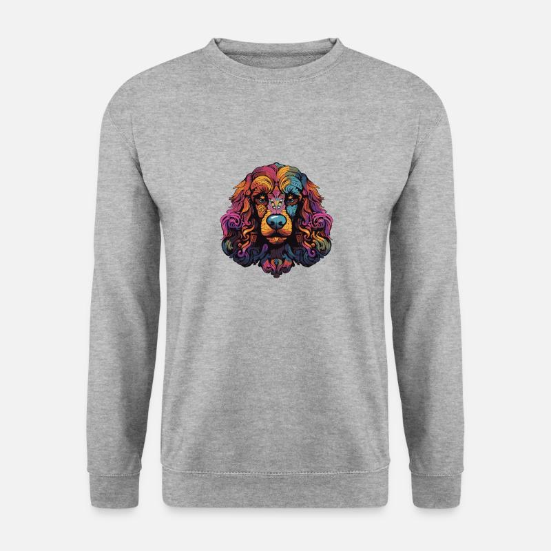 Pudel Hund Porträt - Unisex Pullover - Weißgrau meliert