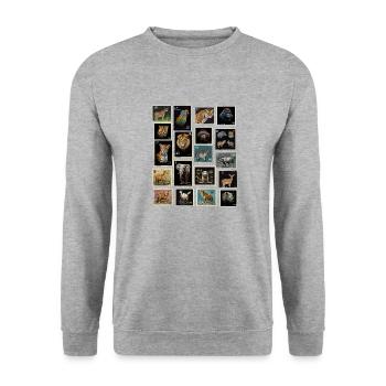 Timbres-poste Animaux du monde - Sweat-shirt Unisexe - gris chiné - Devant - Alina (178cm) & Michal (187cm)