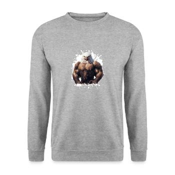 Eagle Muscles Musculation Bête - Sweat-shirt Unisexe - gris chiné - Devant - Alina (178cm) & Michal (187cm)
