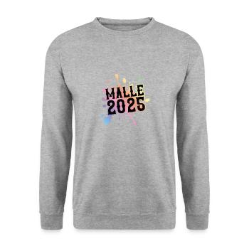 Malle 2025 Klecks Bunt - Unisex Pullover - Weißgrau meliert - Vorne - Alina (178cm) & Michal (187cm)