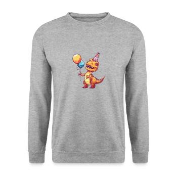 dinosaure t-rex anniversaire bébé - Sweat-shirt Unisexe - gris chiné - Devant - Alina (178cm) & Michal (187cm)