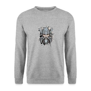 Viking Head Portrait Motivation Mythology - Unisex Sweatshirt - salt & pepper - Front - Alina (178cm) & Michal (187cm)