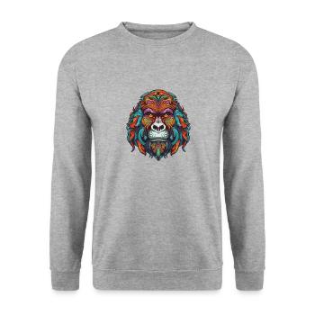Gorilla Portrait - Unisex Pullover - Weißgrau meliert - Vorne - Alina (178cm) & Michal (187cm)