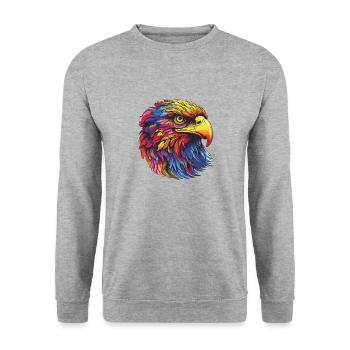 Adler Portrait - Unisex Pullover - Weißgrau meliert - Vorne - Alina (178cm) & Michal (187cm)