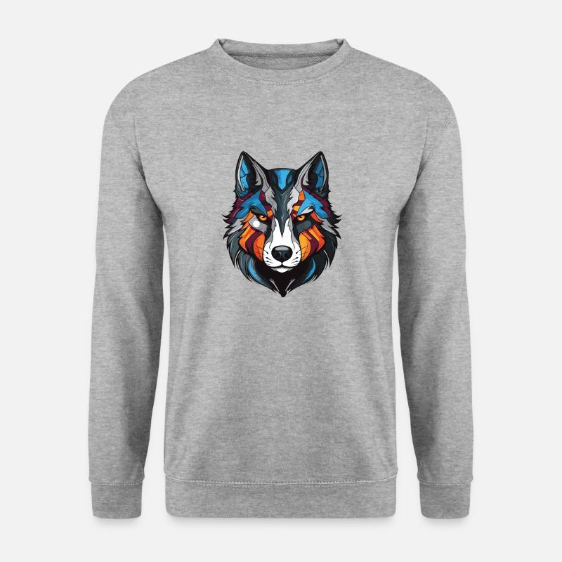 Husky Hund Portrait - Unisex Pullover - Weißgrau meliert