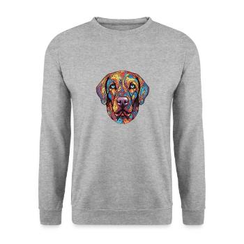 Labrador Hund Portrait - Unisex Pullover - Weißgrau meliert - Vorne - Alina (178cm) & Michal (187cm)