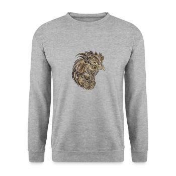 Hahn Porträt - Unisex Pullover - Weißgrau meliert - Vorne - Alina (178cm) & Michal (187cm)