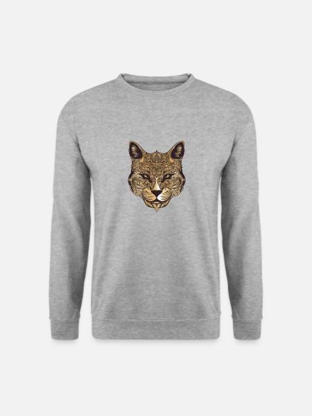 Katze Portrait - Unisex Pullover - Weißgrau meliert