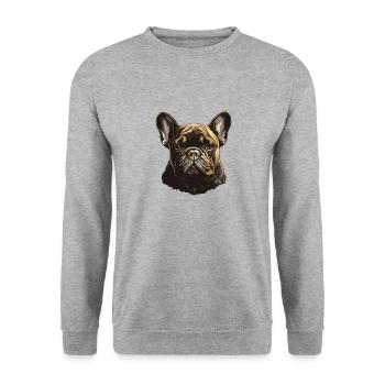 French Bulldog Dog Portrait - Unisex Sweatshirt - salt & pepper - Front - Alina (178cm) & Michal (187cm)