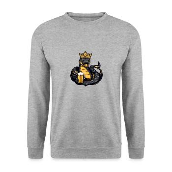 Schlange Kobra Bier Lustig - Unisex Pullover - Weißgrau meliert - Vorne - Alina (178cm) & Michal (187cm)
