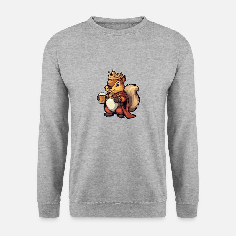 Eichhörnchen Bier Lustig - Unisex Pullover - Weißgrau meliert
