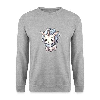 Unicorn Winter Animal Baby Comic - Unisex Sweatshirt - salt & pepper - Front - Alina (178cm) & Michal (187cm)