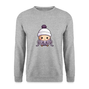 Octopus Hiver Animal Bébé Bande Dessinée - Sweat-shirt Unisexe - gris chiné - Devant - Alina (178cm) & Michal (187cm)